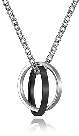 Wycian Ringe Schwarz Damen, Edelstahl Ringe Herren Doppelring Doppelring Größe 60 (19.1) Versprechen Ring für Braut und Bräutigam