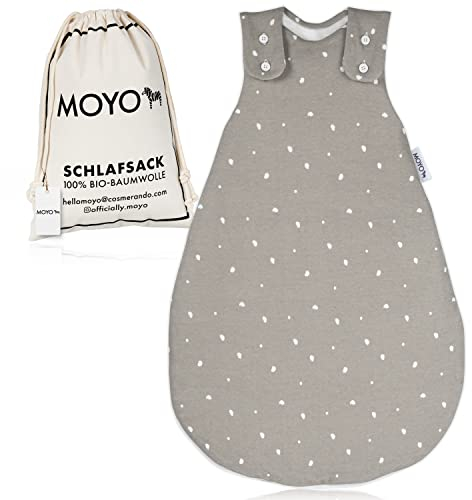 MOYO Baby-Schlafsack in Grau I Atmungsaktiver Winterschlafsack in 50/56 I Gefütterter Ganzjahres-Schlafsack 2.5 TOG I Neugeborenen-Schlafsack aus 100% Bio-Baumwolle I Babyschlafsack-Winter