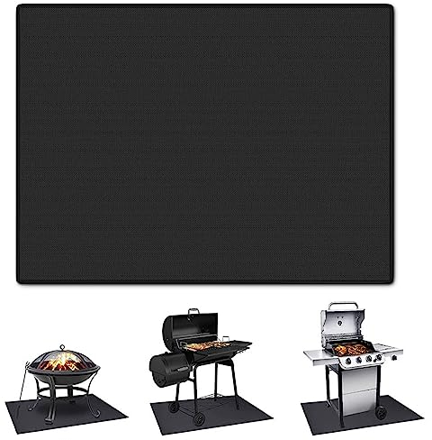 RUYICZB Feuerstellen-Grillunterlage, 3-lagige, verdickte Untergrillmatte, 90 x 165 cm, Grillmatte für Grill, Boden, Rasen, Camping, Deckschutz, doppelseitiger feuerfester Grill