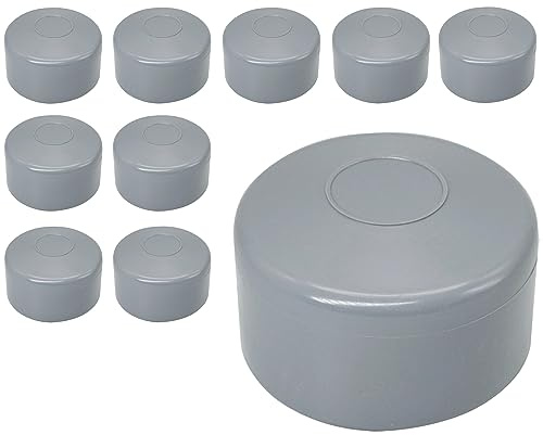 SKIR'CO (10 Stk) Zaunpfosten Kappen, Runde 60 mm Graue Kunststoff Kappen für Runde Zaunpfosten, Zaunpfosten Abdeckungen, Fenster Grau RAL 7040 Farbe