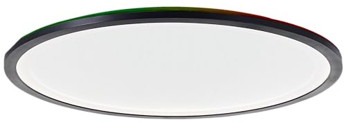 Lightbox LED Aufbaupaneel - Ø 50 cm - moderne Wand- und Decken Panel mit Glitzereffekt & Fernbedienung & CCT - 4200 lm, 36 W, 3000-6500 K - aus Kunststoff - in Schwarz/Weiß