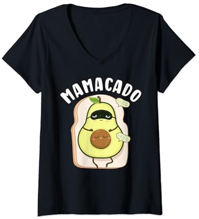 Femme Mamacado, grossesse, future maman, maman enceinte drôle T-Shirt avec Col en V