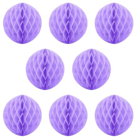 Activesale 8 bolas de panal de abeja de 3 pulgadas, decoración de fiesta, bolas de flores colgantes, adornos de pompones de papel para bodas, fiestas de cumpleaños, Navidad (lavanda)
