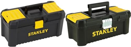 Stanley STST1-75517 Essential 16 Toolbox with Plastic Latches, Black/Yellow & STST1-75515 Low Essential Tool Box, Black/Yellow, 12.5-Inch
