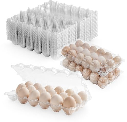 APOCHON 40PCS Plastic Egg Cartons 18 Count,Clear Egg Cartons Cheap Bulk