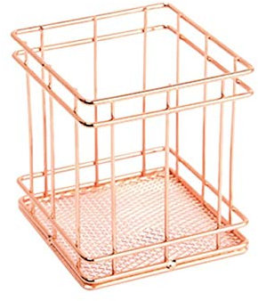 CHFYIJYHM Stifte-Organizer aus Roségold, Drahtnetz, Bleistifthalter, rund, Eisengeflecht, Make-up-Pinsel-Organizer, Schreibtischsortierer for Büro und Zuhause, Stiftehalter