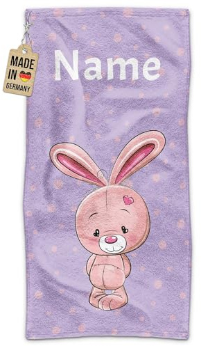 Print Royal PR Kinder-Handtuch mit Name personalisiert - Hase - Geschenk für Jungen & Mädchen, Tier Geschenke, Kindertag, Schwimmunterricht | Handtuch Personalisieren 100 x 50 cm