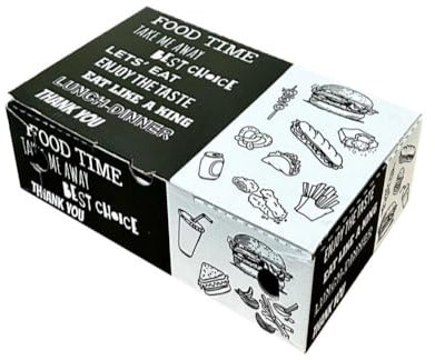100 Pezzi Delivery Box Cibo da Asporto Ideale per Fritti Non Unge, Contenitore per Alimenti Usa e Getta per Asporto, Delivery, Ristoranti, Fast Food, Picnic, Feste e Cene Informali (22x15x8 cm)