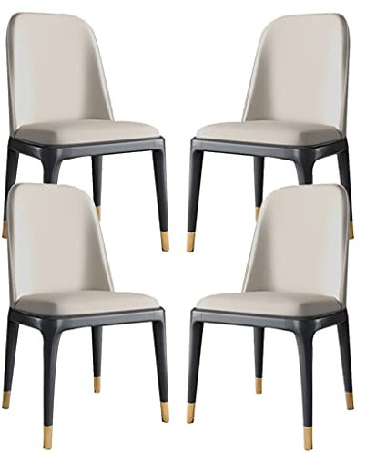 Moderne Küchenstühle aus Leder, 4er-Set, mit Edelstahlbeinen, stilvolle Esszimmer-Theke, Büro- oder Wohnzimmermöbel
