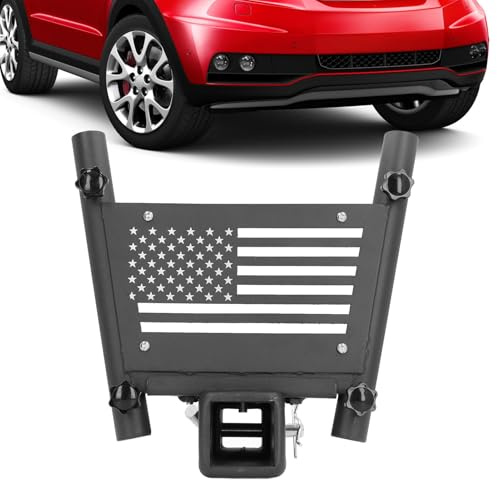 Flagpole Mount Bracket, Heavy Duty Steel Double Tube Hitch Mount Truck Flag Pole Holder Clamp for SUV RV Trailer Vehicles