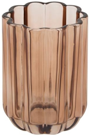 5 five simply smart 5Five - Pot à Brosse à Dents FLOREA Rouge en Verre - 7,6x7,6x10,7cm - Verre de Salle de Bain