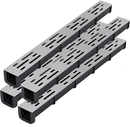 Entwässerungsrinne Abdeckung U-förmiger Linearer Abflusskanal Aus Beton Mit Gittern, Grabenentwässerungssystem Für Den Außenbereich, 2er-, 4er-, 8er- Und 10er-Pack, Modernes Dekor, Bodenrinnen(4 pack,