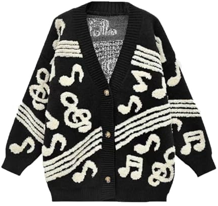 JASCLS Cardigan Invernale a Maniche Lunghe Lavorato a Maglia a Blocchi di Colore Boho a Righe Cardigan Maglione Grosso per Le Donne