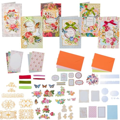 AHANDMAKER Bastelsets Für Handgemachte Grußkarten DIY Dankeskarten Set Blumenpapier Umschläge Karten Aufkleber Für Weihnachten Muttertag Geburtstagsgeschenke
