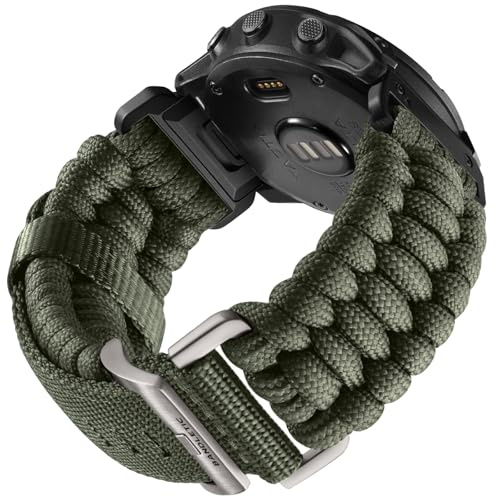 Bandletic 26 mm armband kompatibelt med Garmin Fenix 6X Pro/6X/7X Pro/7X/5X/5X Plus/Fenix 3/HR, Paracord QuickFit Nylon Sport armband för Epix Pro Gen 2 51mm/Instinct 2X sol/Tactix Delta/Descent