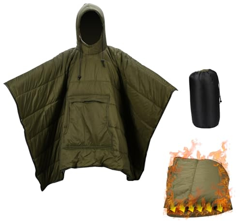 JSCARLIFE Warm Camping Blanket, 2-in-1 Wearable Sleeping Bag with Zippered Pocket, Ultra-Lightweight Waterproof Windproof Thermal Blanket for Outdoor Camping, Hiking, Emergency Survival (Green)