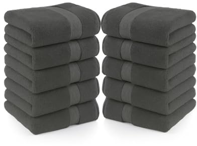 Homeable Premium 100% Baumwolle Handtücher Set (50x90 cm) 10 Stück, Weich & Saugfähig Schnell Trocknend Waschbar Langlebig & Öko-Tex Zertifiziert Ideal für Badezimmer Hotel (Grau)