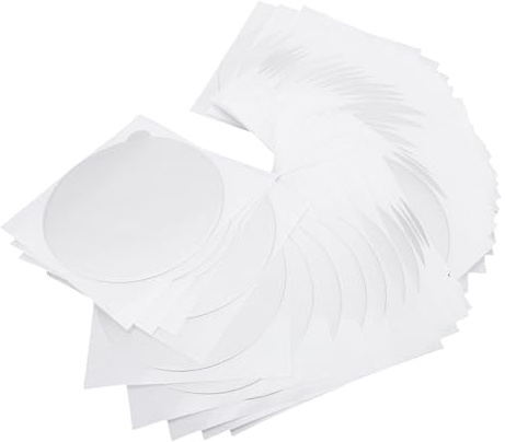 SUNGOOYUE Sellos de Papel de Aluminio, Paquete de 50 Tapas de Papel Autoadhesivas, Sello de Frescura a Prueba de Fugas para Cápsulas de café, Latas de té, Tazas de Yogur para Pasteles (63MM)