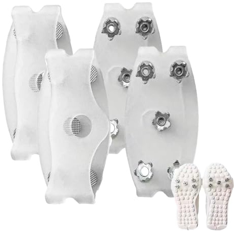 Antirutsch Spikes Glatteis, Eisgriffe Für Schuhe 4 Stück, Anti-Rutsch Schuhspikes, Durchsichtige rutschfeste Schuhkrallen, Ice Schuhkrallen mit 10 Zähne Universal Non-Slip Gripper Spikes Für Winter