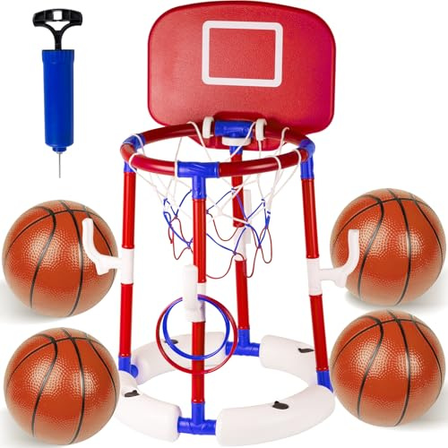 2-in-1 Swimming Pool Basketball Hoop,Stable Water Basketball Hoop,Floating Pool Basketball Hoop Set for Pool Party Fun & Outdoor Family Games