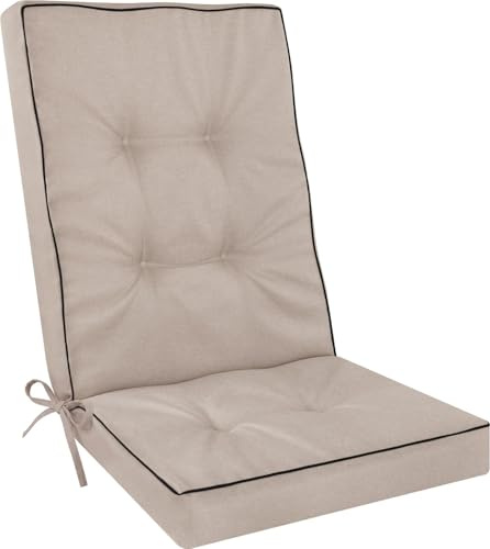 Hochlehner Auflagen Set 2er, 4er oder 6er – Gartenstuhlauflagen mit dickem Schaumstoffkern für hohen Sitzkomfort – Polster für Garten- und Terrassenstühle – made in Poland Beige 120 x 50 x 8 cm