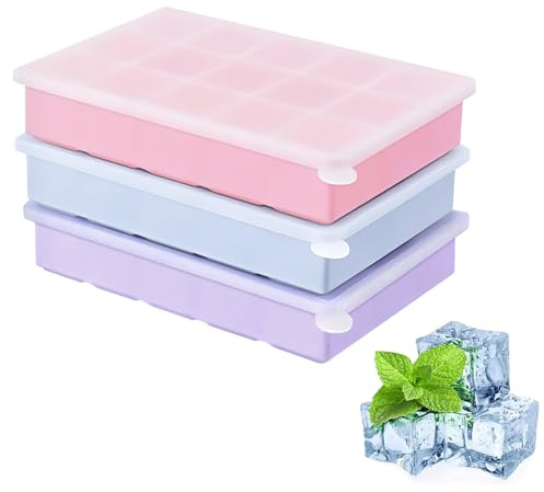 3 Piezas Cubiteras para Hielo, 3.2cm Cubitera Silicona Con Tapa