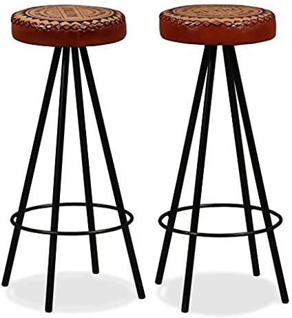 vidaXL 2X Barhocker Barstuhl Tresenhocker Thekenhocker Bistrohocker Küchenhocker Bar Stuhl Hocker Tresenstuhl Thekenstuhl Echtleder