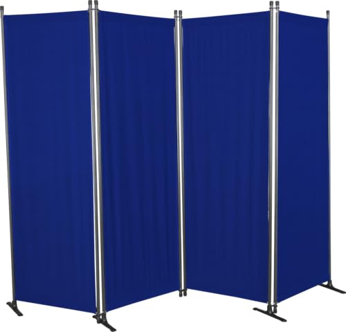 ANGERER Paravent 4-teilig, Swingtex blau | Raumteiler, Raumtrenner, Sichtschutz, für Windschutz & Schatten auf Balkon, Bezug aus waschbarem Stoff, Made in Germany