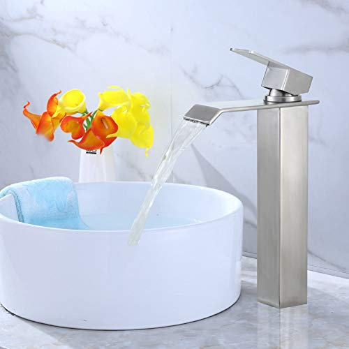Waschtischarmaturen YHSGY 304 Edelstahl Hohe Und Kalte Heißes Becken Wasserhahn Wasserfall Wasser Becken Über Aufsatzbecken Kunst Waschbecken Wasserhahn