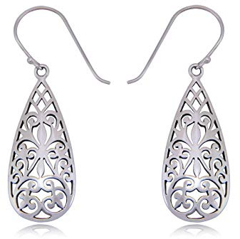 Nature Rebel Boho dam örhängen 925 silver droppar orientalisk prydnad, Silver