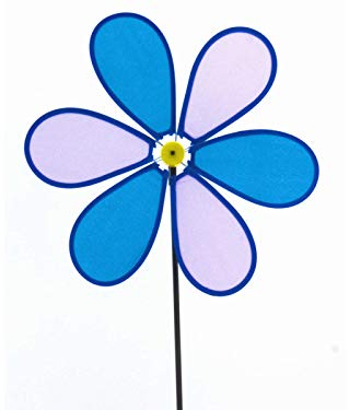 Hafix Windrad Windmühle Windspiel Blume Gartendeko mit Erdspieß (Blau Flieder)
