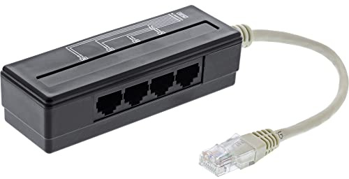 InLine 69995A Répartiteur de Port téléphonique 4 Voies avec fiche RJ45 vers 4 Prises RJ45 Femelle, 0,15 m