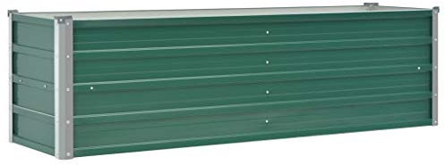 Goliraya Hochbeet Pflanzbeet Kräuterbeet Blumentopf Blumenkasten Blumenkübel Metall Gartenbeet Frühbeet Garten Blumenhochbeet für Terrasse & Garten Verzinkter Stahl 160x40x45 cm Grün