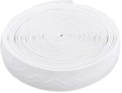 BENECREAT 10 Yards 25mm breites rutschfestes elastisches Silikon Greiferband Flaches Taillenband, das elastisches Band für das Kleidungsnähprojekt näht, weiß