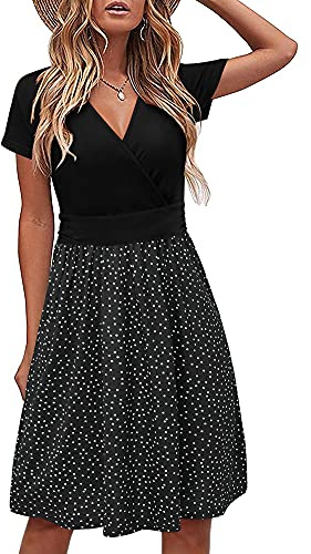 STYLEWORD Abito Donna Estivo Manica Corta Casual Collo a V Abito Floreale con Tasche(floral08,M)