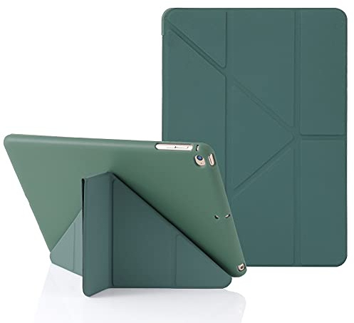 Origami iPad-fodral för iPad 9,7 tum 6:e 2018 och 5:e 2017 Gen, passar även iPad 9,7 tum Air 2013 och Air 2:a 2014, 5-i-1 visningspositioner med flera vinklar, slätt silikonskydd och mjuk TPU-baksida