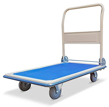 HEMMDAL Transportwagen | 150 kg Tragkraft | HxBxT 81,2 x 72 x 46,2 cm | Lagerwagen mit Vollgummi-Bereifung | großer Fahrkomfort | geräuscharm & elastisch | Plattformwagen aus Stahlblech | klappbar