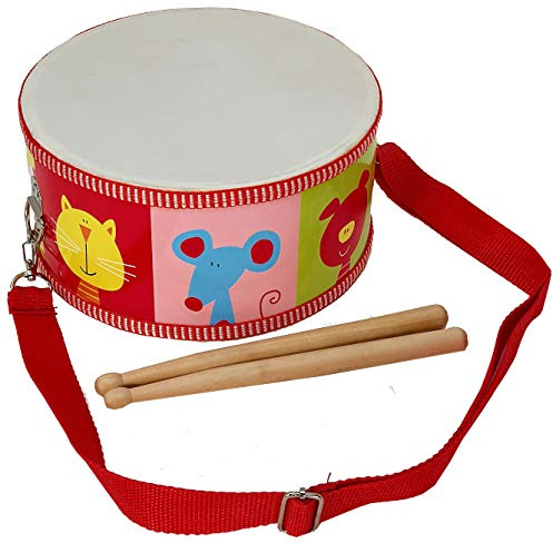 MLI, Tambor de Madera para Niños FOREST TGC Correa y Baquetas, Instrumento Musical, Dibujos de Animales Infantiles - Rockmusic
