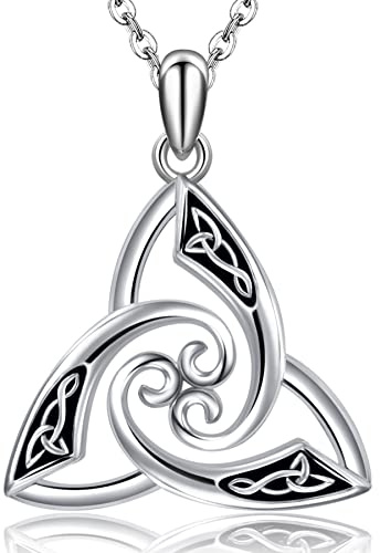 CHIC & ARTSY Keltische Knoten Halskette 925 Sterling Silber oxidiert keltischen Knoten Triskele für Frauen