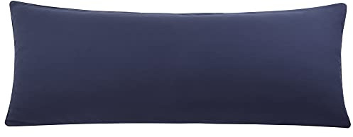 PiccoCasa Brushed Body Pillowcases with Roll Rim 1 Pack, Navy 50cm x 120cm | Zipper Closure Body Pillow Cover, Pillowcases for Bedroom Use