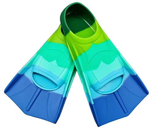 Fadgesy Swimming Training Fins,Comfortable Silicone Flippers for Swimming and Diving,Size Suitable Kids Girls Boys Adults (Small, Six Colorful-C)