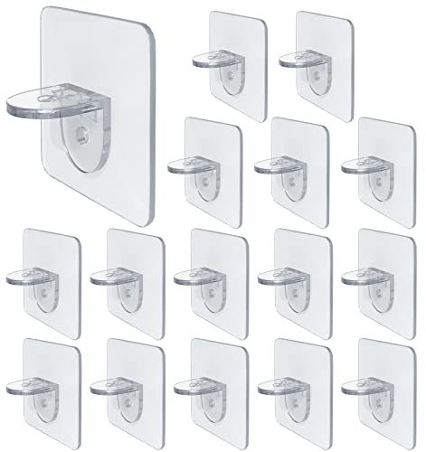 ZOCONE 16 Piezas Soporte Balda Autoadhesivas, Soporte de Estante Autoadhesivos Transparente Soporte Estante Autoadhesivas de Plastico Sin Perforaciones Clavijas Adhesivas Soporte para Balda Armario