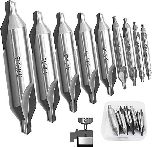 cersaty® Juego de 9 brocas de centrado HSS para metal, aleación, cobre, hierro, corte rápido y perforación de precisión