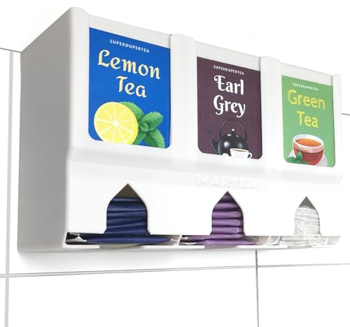 Teeregal für die Wand - hängender Teebeutelspender - Tee Aufbewahrung Küche | hochkant Tee Aufbewahrung zum Aufhängen, Teebox zur Wandmontage, Gastro Küchen Organizer