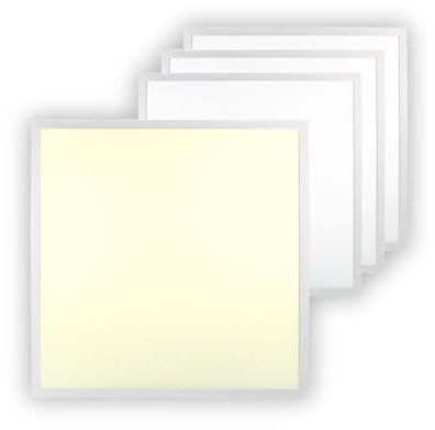 ENOVALITE 4er Pack LED Panel 62x62 cm, 36W 3600lm, 3000K Warmweiß | flimmerfrei, flache Einbauleuchte für Rasterdecke, Rasterleuchte, Paneele, mit 230V Marken-Netzteil, 620x620x9mm