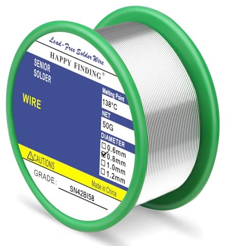 HAPPY FINDING Saldatura, bassa temperatura 138 ℃ senza piombo (Sn42 Bi58/0,8 mm, 50 g)