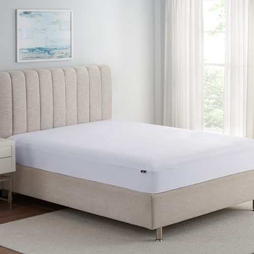 Serta Soft Top Mattress Cover, 76 x 80 Odor-Preventing and Stain-Resistant Waterproof Mattress Protector, 18 Elastic Deep Pocket for Secure Fit, King Mattress Pad, White