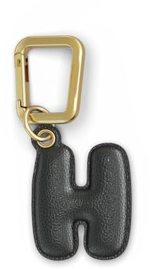 UNTAGS - Charm Buchstabe H - Material mit Ledereffekt - Inklusive Goldener Metallschnalle - Schwarz
