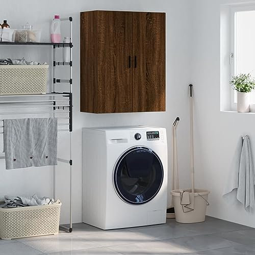 ZEYUAN Wandschrank Braun Eichen-Optik 69,5x34x90 cm, Hängeschrank, Badezimmerschrank, Badschrank, Aufsatzschrank, Gewürzschrank, Wall Cabinet 828443