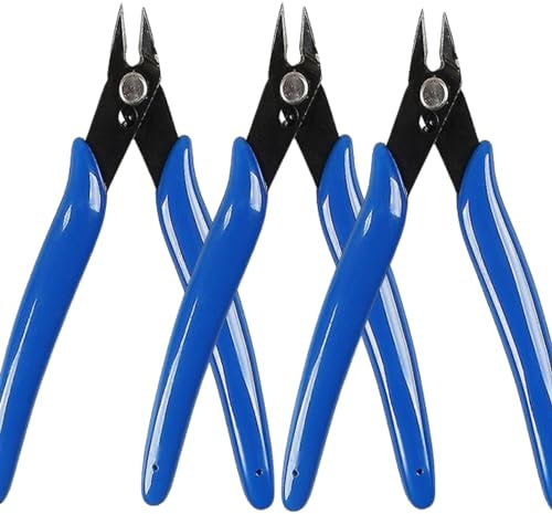 NTEK Wire Cutter, Diagonal Cutters Precision Side Cutters, Nippers, Clean Cut Pliers, Side Cuttes, Diagonal Cutting Pliers for Electronic Floral Heating Wire Model Sprue Soft Copper (Pack of 3)